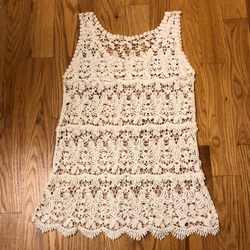 White Lace Crochet Beach Swim Cover Up